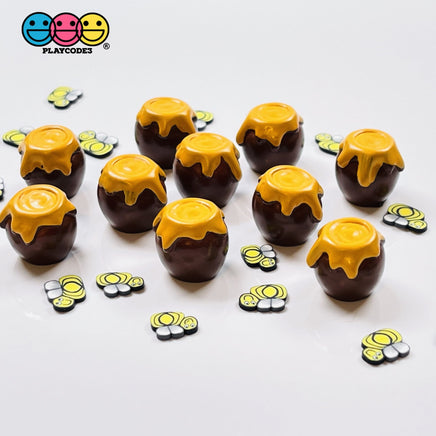 Honey Jug Overflow Brown Jar Mini Charm Cabochons 10 Pcs