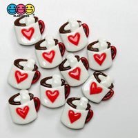 Hot Chocolate Mug with Red Heart Valentine’s Day Holiday Fake Food Charms 10pcs - Fake Food