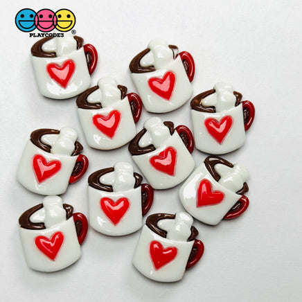 Hot Chocolate Mug with Red Heart Valentine’s Day Holiday Fake Food Charms 10pcs - Fake Food