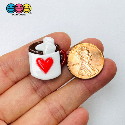 Hot Chocolate Mug with Red Heart Valentine’s Day Holiday Fake Food Charms 10pcs - Fake Food