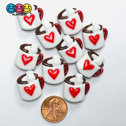 Hot Chocolate Mug with Red Heart Valentine’s Day Holiday Fake Food Charms 10pcs - Fake Food