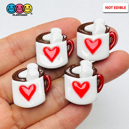 Hot Chocolate Mug with Red Heart Valentine’s Day Holiday Fake Food Charms 10pcs - Fake Food