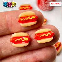 Hotdogs With Mustard Mini Flatback Charms Cabochons Fast Food Frankfurter Decoden 10 Pcs Charm