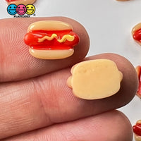 Hotdogs With Mustard Mini Flatback Charms Cabochons Fast Food Frankfurter Decoden 10 Pcs Charm