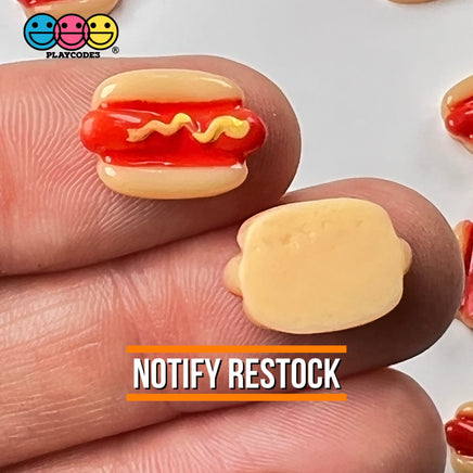 Hotdogs With Mustard Mini Flatback Charms Cabochons Fast Food Frankfurter Decoden 10 Pcs Charm
