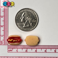 Hotdogs With Mustard Mini Flatback Charms Cabochons Fast Food Frankfurter Decoden 10 Pcs Charm