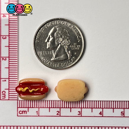 Hotdogs With Mustard Mini Flatback Charms Cabochons Fast Food Frankfurter Decoden 10 Pcs Charm