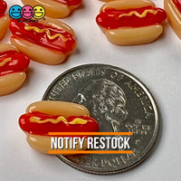 Hotdogs With Mustard Mini Flatback Charms Cabochons Fast Food Frankfurter Decoden 10 Pcs Charm