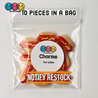 Hotdogs With Mustard Mini Flatback Charms Cabochons Fast Food Frankfurter Decoden 10 Pcs Charm
