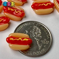 Hotdogs With Mustard Mini Flatback Charms Cabochons Fast Food Frankfurter Decoden 10 Pcs Charm
