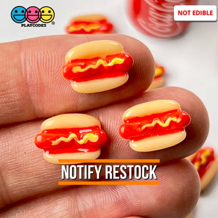 Hotdogs With Mustard Mini Flatback Charms Cabochons Fast Food Frankfurter Decoden 10 Pcs Charm