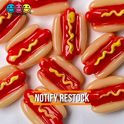 Hotdogs With Mustard Mini Flatback Charms Cabochons Fast Food Frankfurter Decoden 10 Pcs Charm