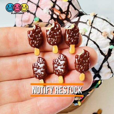 Ice Cream Bar Chocolate Covered Tiny With Bite Charms Fake Dessert Mini Cabochons Decoden 10 Pcs