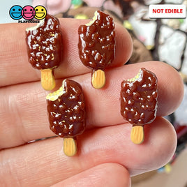 Ice Cream Bar Chocolate Covered Tiny With Bite Charms Fake Dessert Mini Cabochons Decoden 10 Pcs