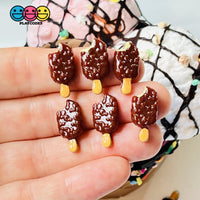 Ice Cream Bar Chocolate Covered Tiny With Bite Charms Fake Dessert Mini Cabochons Decoden 10 Pcs