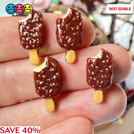 Ice Cream Bar Chocolate Covered Tiny With Bite Charms Fake Dessert Mini Cabochons Decoden 10 Pcs