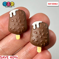 Ice Cream Bar Chocolate Covered With Nuts Charm Fake Candies Flat Back Cabochons 10 Pcs Playcode3
