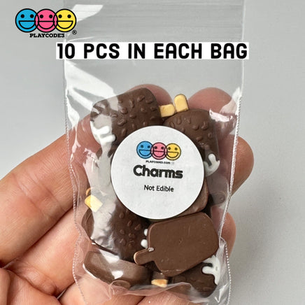 Ice Cream Bar Chocolate Covered With Nuts Charm Fake Candies Flat Back Cabochons 10 Pcs Playcode3