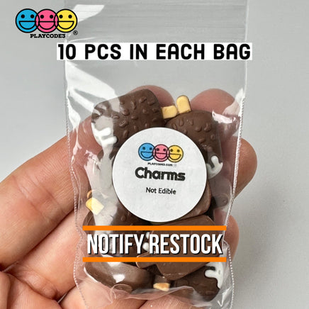 Ice Cream Bar Chocolate Covered With Nuts Charm Fake Candies Flat Back Cabochons 10 Pcs Playcode3