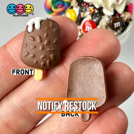 Ice Cream Bar Chocolate Covered With Nuts Charm Fake Candies Flat Back Cabochons 10 Pcs Playcode3