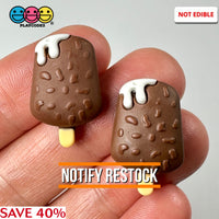 Ice Cream Bar Chocolate Covered With Nuts Charm Fake Candies Flat Back Cabochons 10 Pcs Playcode3