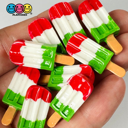 Ice Cream Bar Mini Red White Green Charms Fake Dessert Christmas Cabochons Decoden 10 Pcs Playcode3