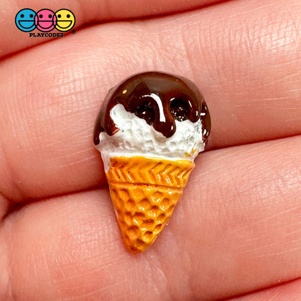 Fake Tiny Ice Cream Cone Dripping Chocolate Flatback Cabochons Decoden Charm 10 Pcs Playcode3 Llc