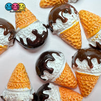 Fake Tiny Ice Cream Cone Dripping Chocolate Flatback Cabochons Decoden Charm 10 Pcs Playcode3 Llc