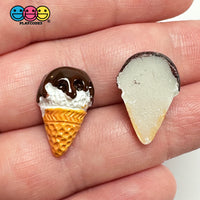 Fake Tiny Ice Cream Cone Dripping Chocolate Flatback Cabochons Decoden Charm 10 Pcs Playcode3 Llc