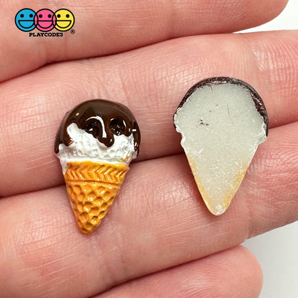 Fake Tiny Ice Cream Cone Dripping Chocolate Flatback Cabochons Decoden Charm 10 Pcs Playcode3 Llc