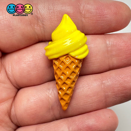 Small Mango Ice Cream Cone Fake Food Flatback Cabochons Decoden Charm 10 Pcs