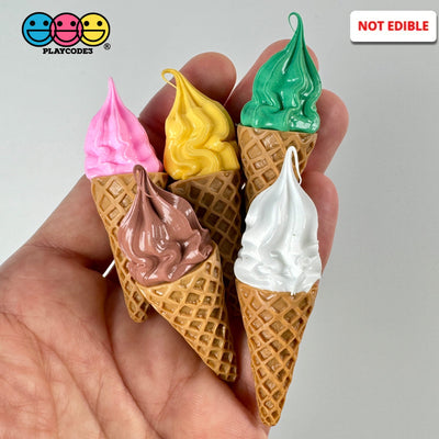 Ice Cream Cone Mini Chocolate Mango Matcha Strawberry Fake Food Cabochons Decoden Charm 5 Pcs