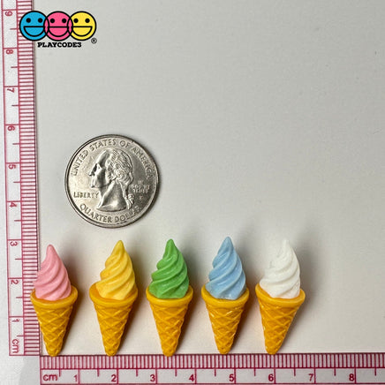 Ice Cream Cone Small Miniature 10/12 Pcs Multicolor 3D Fake Food Cabochons Decoden Charm Playcode3