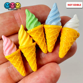 Ice Cream Cone Small Miniature 10/12 Pcs Multicolor 3D Fake Food Cabochons Decoden Charm Playcode3
