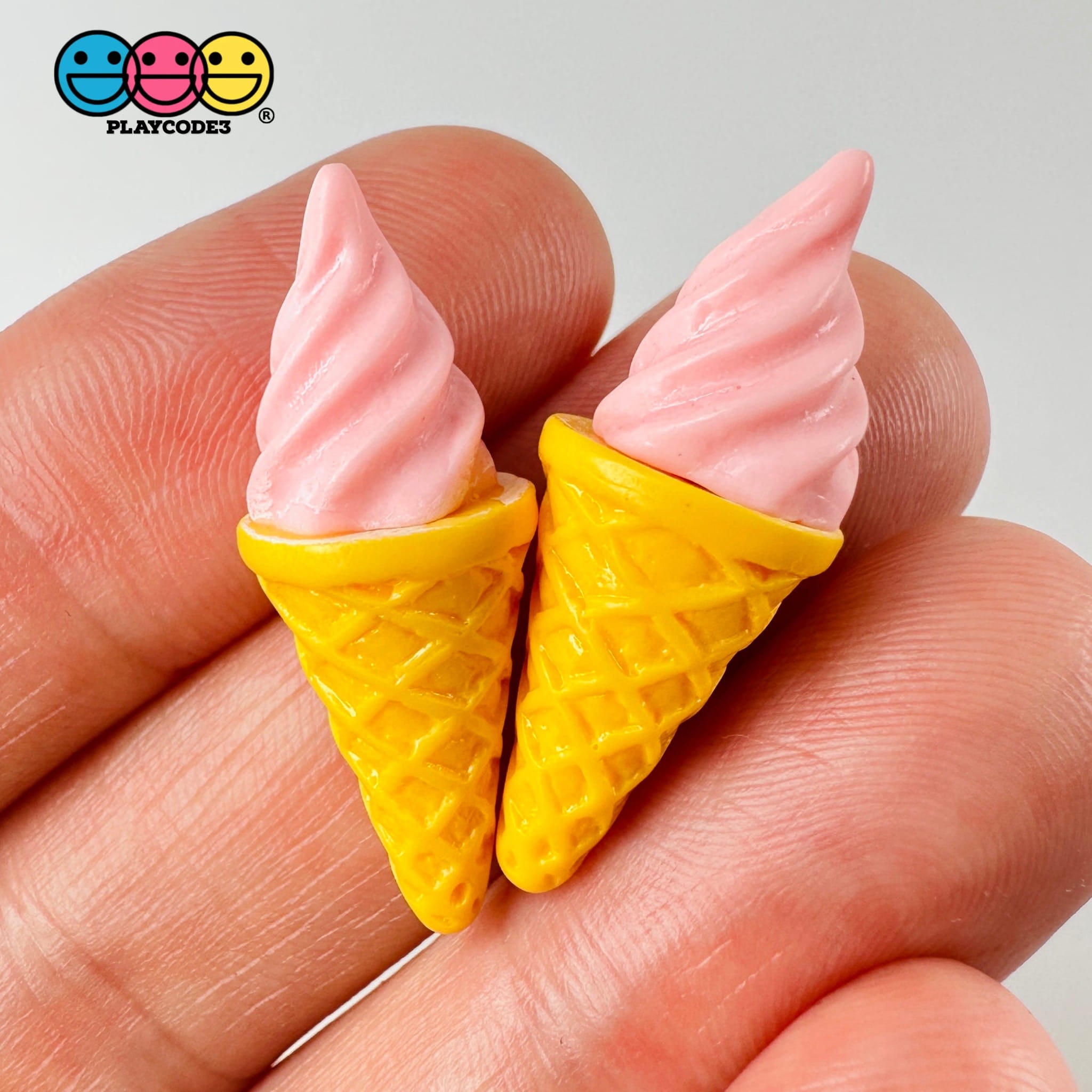 Ice Cream Cone Small Miniature 10/12 pcs Multicolor 3D Fake