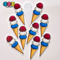 Ice Cream Cones Independence Day 4Th Of July Planar Patriotic Planars Decoden 10Pcs