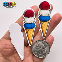 Ice Cream Cones Independence Day 4Th Of July Planar Patriotic Planars Decoden 10Pcs