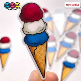 Ice Cream Cones Independence Day 4Th Of July Planar Patriotic Planars Decoden 10Pcs