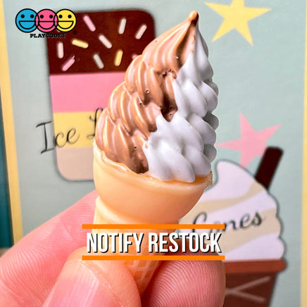 Ice Cream Cones Vanilla And Chocolate Or Strawberry Cone Charm Cabochons 5Pcs Vanilla/chocolate