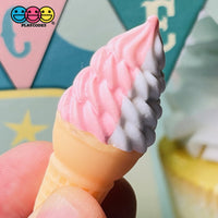 Ice Cream Cones Vanilla And Chocolate Or Strawberry Cone Charm Cabochons 5Pcs Vanilla/strawberry