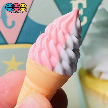 Ice Cream Cones Vanilla And Chocolate Or Strawberry Cone Charm Cabochons 5Pcs Vanilla/strawberry
