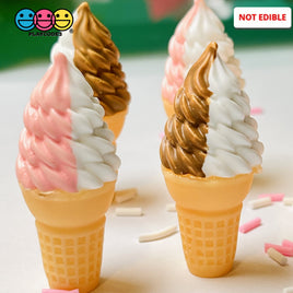Ice Cream Cones Vanilla And Chocolate Or Strawberry Cone Charm Cabochons 5Pcs