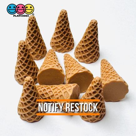 Ice Cream Cones Waffle Pattern Charm Solid Mini Cone Cabochons 10 Pcs