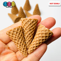 Ice Cream Cones Waffle Pattern Charm Solid Mini Cone Cabochons 10 Pcs