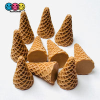 Ice Cream Cones Waffle Pattern Charm Solid Mini Cone Cabochons 10 Pcs