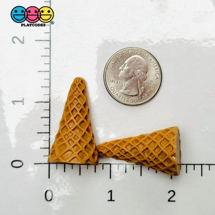 Ice Cream Cones Waffle Pattern Charm Solid Mini Cone Cabochons 10 Pcs