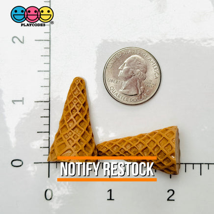 Ice Cream Cones Waffle Pattern Charm Solid Mini Cone Cabochons 10 Pcs