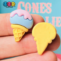Ice Cream On Cone Popsicle Strawberry Blueberry Flatback Charms Cabochons Dessert Plastic Resin 10