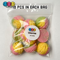 Ice Cream Or Sherbet Scoop Mini Flatback Charms Multi Colors Cabochons 10Pcs Charm