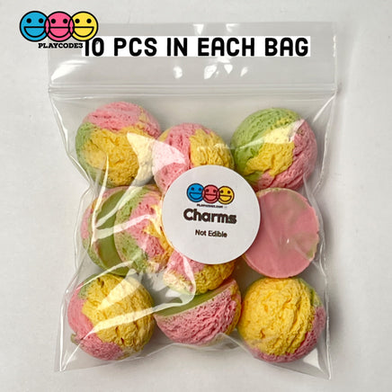 Ice Cream Or Sherbet Scoop Mini Flatback Charms Multi Colors Cabochons 10Pcs Charm